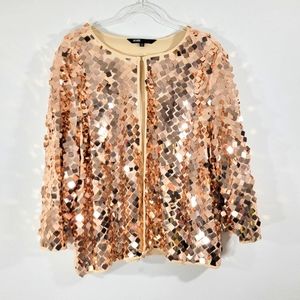 LULAROE Elegant Stella rose gold sequin bling holiday formal bolero layer jacket